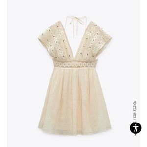 ZARA Beaded Embroidered Mini Dress size XS/S - Brand new, never worn!